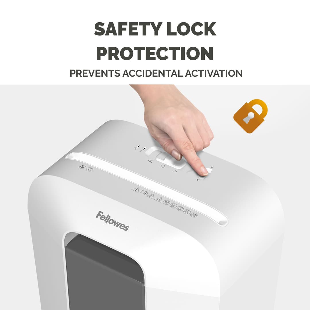 Fellowes LX Series Paper Shredder LX25 6 Sheet Cross Cut Shredder with 11.5 Litre Bin High Security P4 White - Image 4