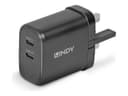 Lindy 73439 65W GaN Charger 2 x USB-C UK Plug Black thumbnail 2