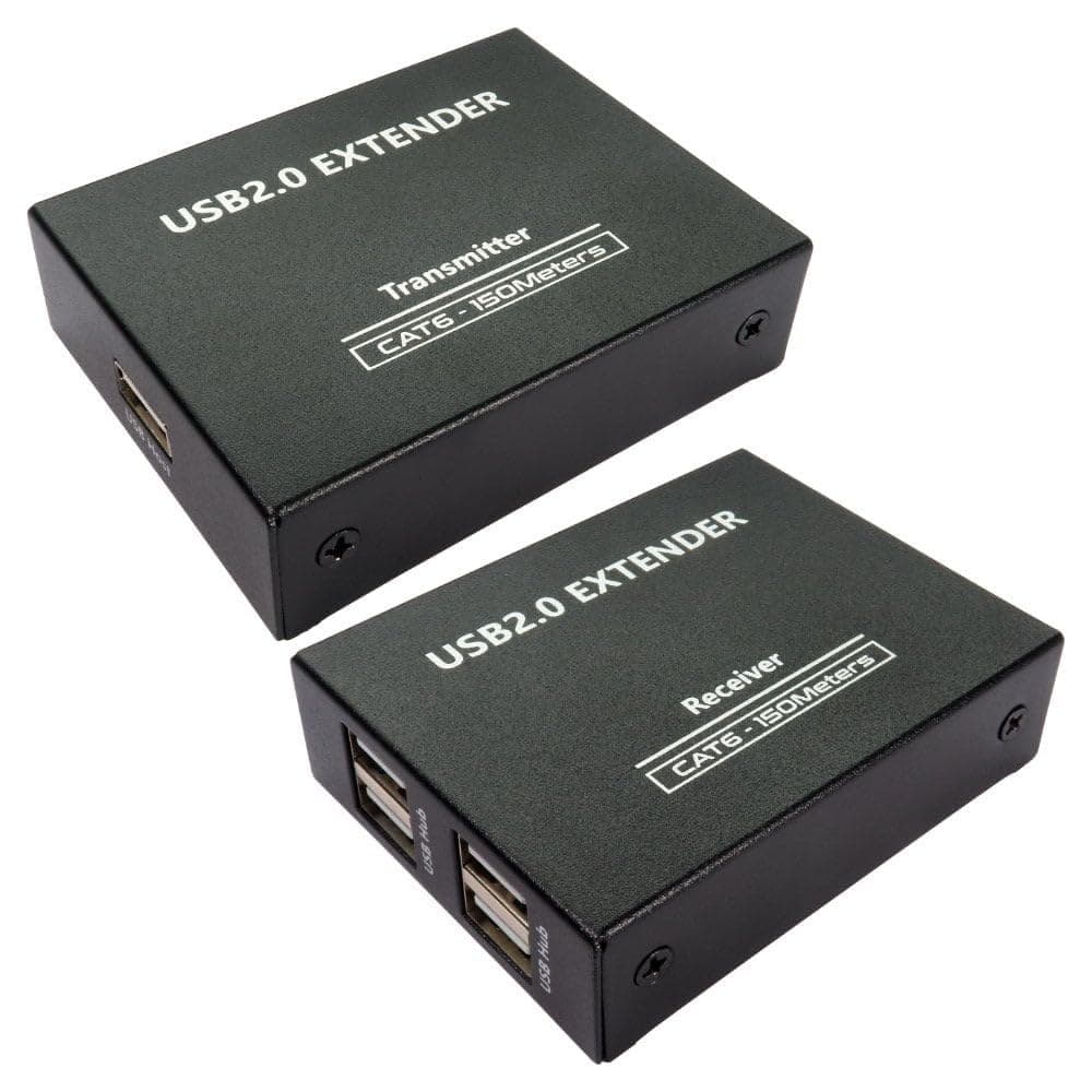 Cables Direct USB2-EXT4P 4-Port USB 2.0 Over Ethernet Extender, Transmitter & Receiver, Cat5e/6/7 up to 150m - Image 1