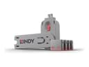 Lindy 40450 USB-A Port Blocker Kit, Pink (4x Locks + 1x Key) thumbnail 1