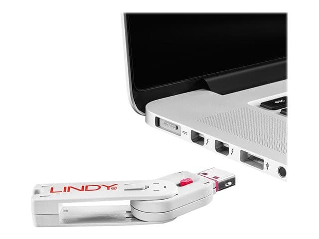 Lindy 40450 USB-A Port Blocker Kit, Pink (4x Locks + 1x Key) - Image 3