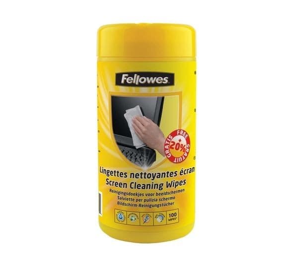 Fellowes 99703 Screen Cleaning Wipes Tub - 100 Pack