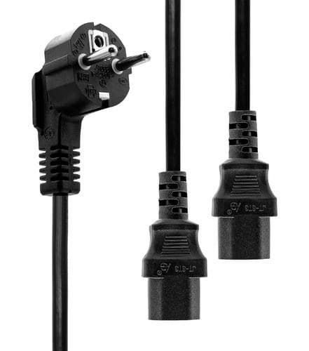 Power Y-Cord 3m IEC320, Black - Image 1