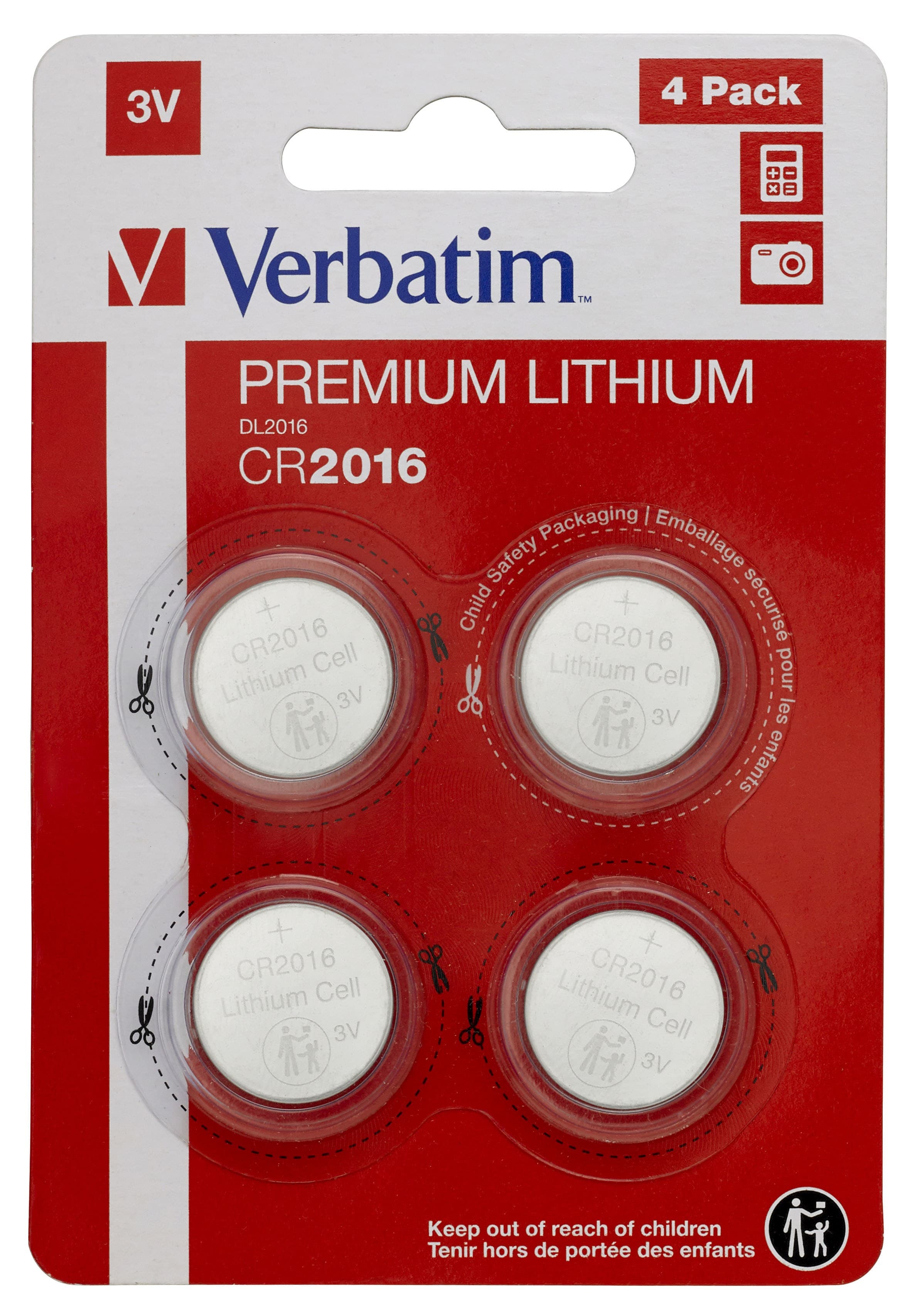 Verbatim 3V Lithium Coin Battery 4 Pack - CR2016