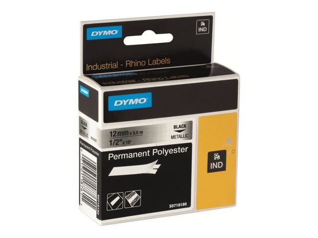 DYMO RhinoPRO 622289 Permanent Polyester Tape - Black on Clear - 1 cassette(s) - Roll (1.2 cm x 5.5 m) - Image 1