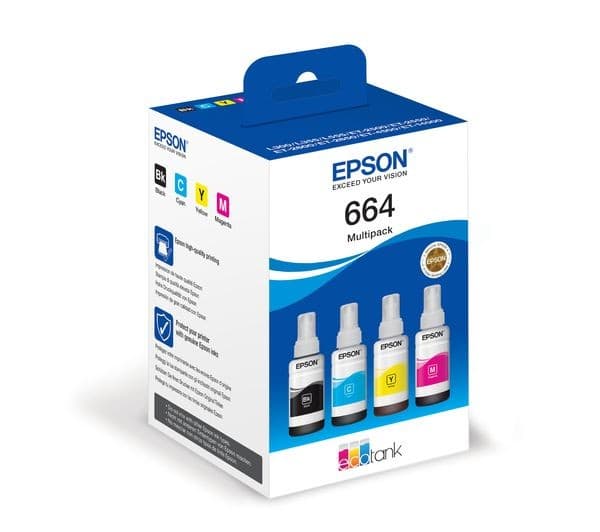 Epson EcoTank 664 - 4-pack - black, yellow, cyan, magenta - original - ink refill - Image 1
