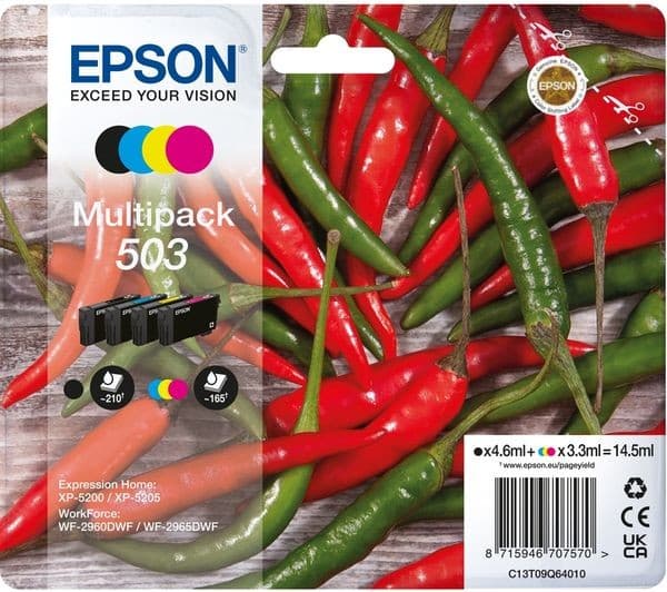 EPSON 503 Chilli Cyan, Magenta, Yellow & Black Ink Cartridges - Multipack - Image 1