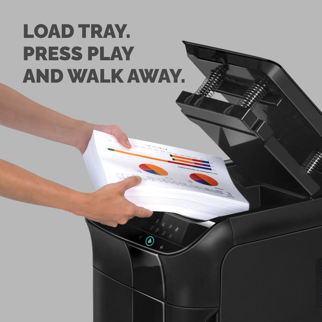 Fellowes Paper Shredder 550 Sheet Auto Feed Cross Cut Shredder AutoMax 550C Shredder with 83 Litre Bin High Security P4 - Image 3