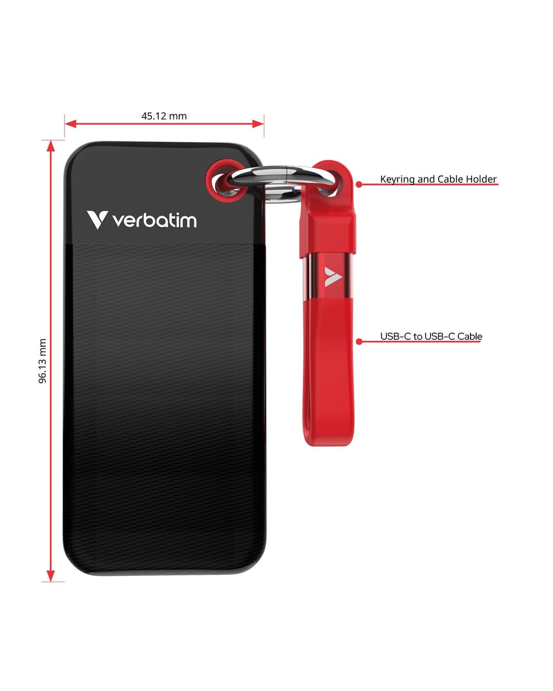 Verbatim Pocket SSD USB 3.2 Gen 2 1TB Black/Red - Image 2