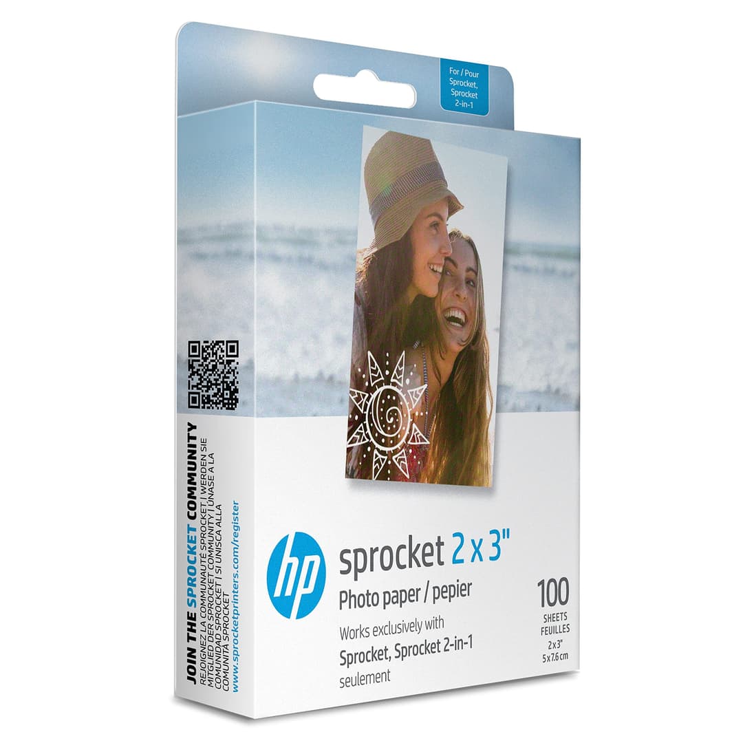 HP Sprocket 2x3 Premium Zink Sticky Back Photo Paper - 100 Sheets - White - Image 1
