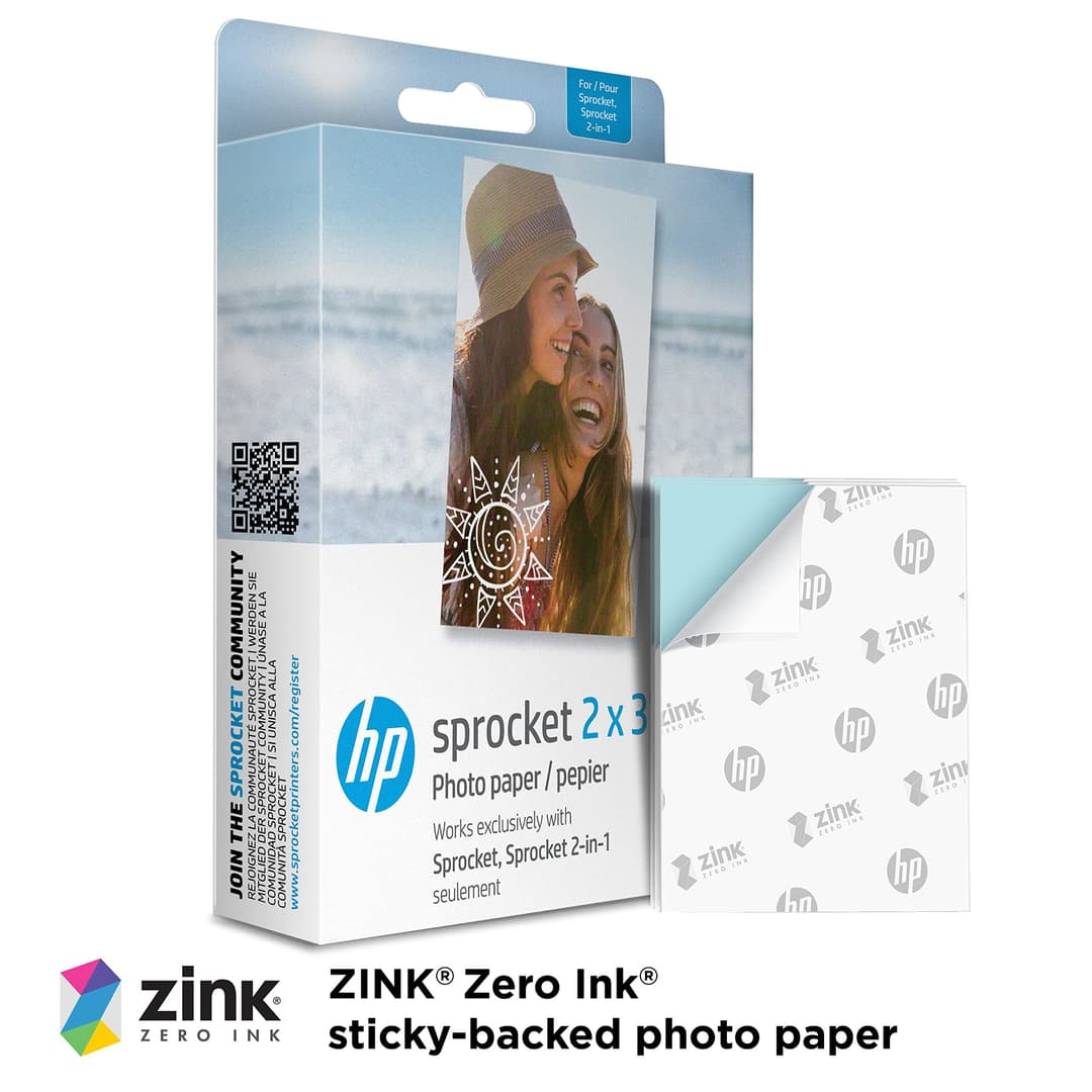 HP Sprocket 2x3 Premium Zink Sticky Back Photo Paper - 100 Sheets - White - Image 2