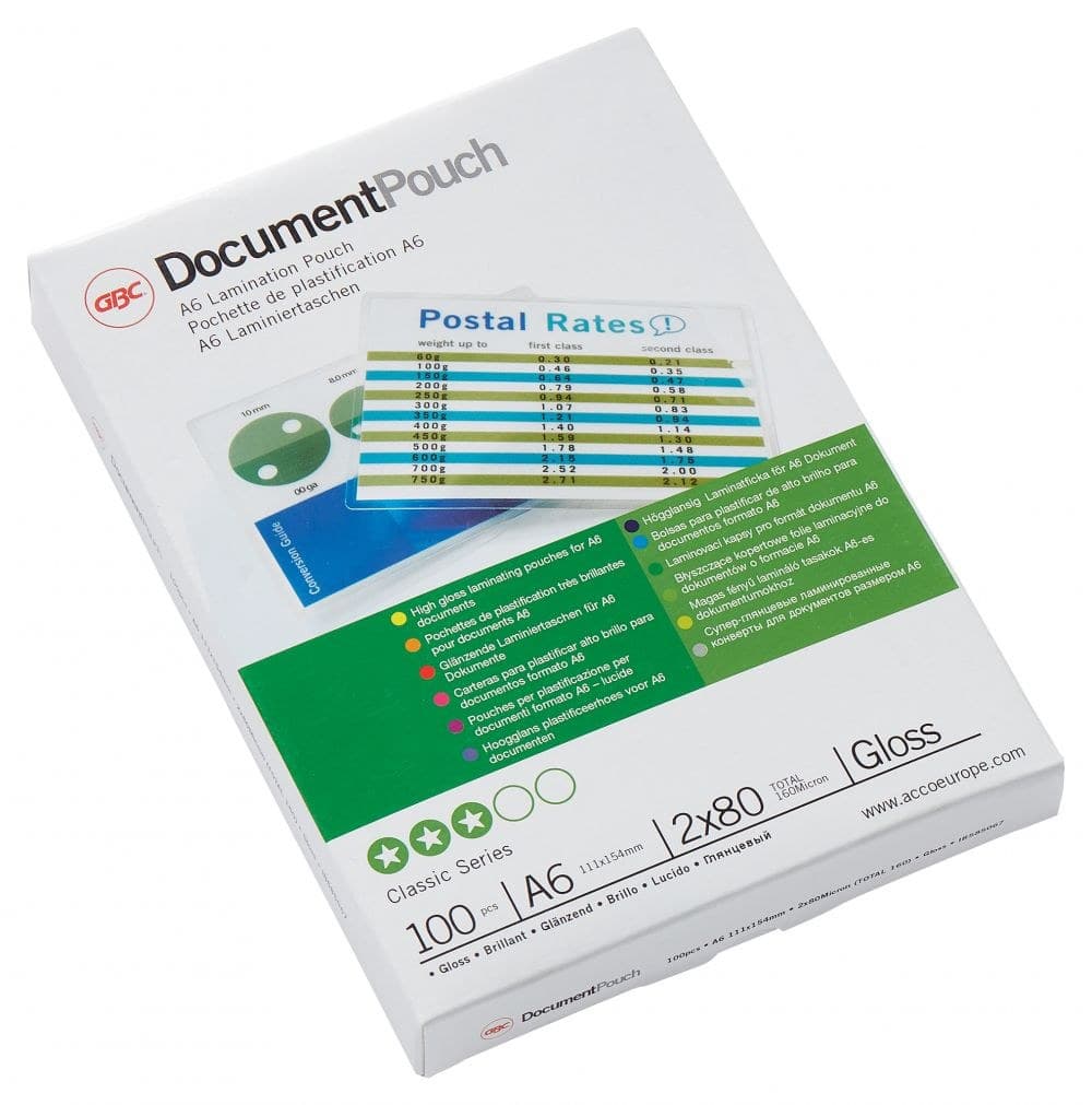 GBC IB585067 A6 Gloss Document Pouch 80 micron 100Pk