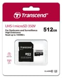 512GB Transcend High Endurance 350V microSDXC Memory Card CL10 UHS-I U3 V30 100MB/s Read with SD Adapter for Dashcams and Surveillance thumbnail 2