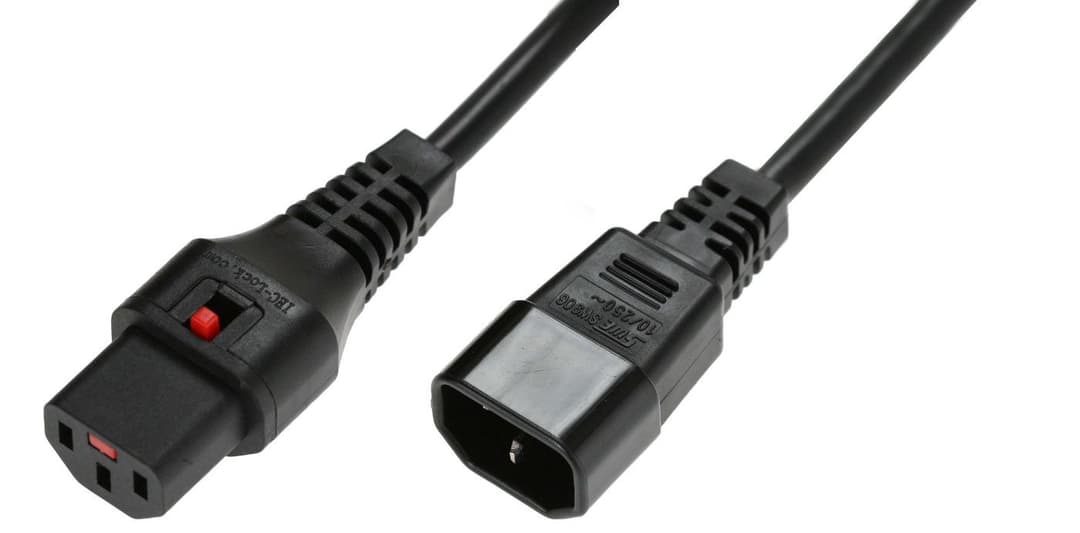 Microconnect PC1003 Power Cord C13 IEC Lock to C14 Black 1.5m 10A 250V - Image 1