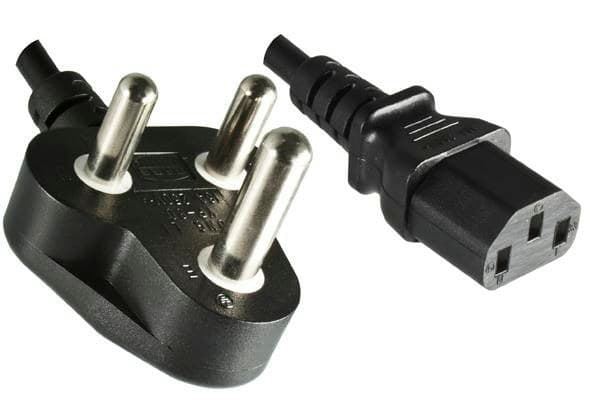 Power Cord South Africa Type M - C13, Black, Big Plug, H05VV-F 3G 0.75 mm², 10A-250V, 1.8 m