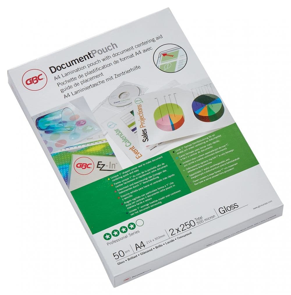 GBC 3740449 A4 Gloss Document Pouch 250 micron 50Pk