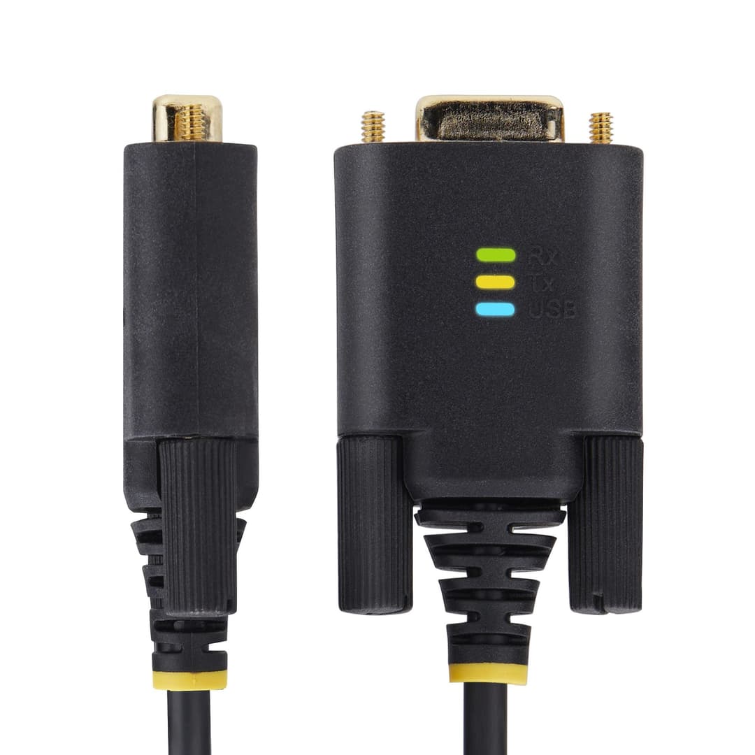 StarTech.com 3ft (1m) USB to Null Modem Serial Adapter Cable, Interchangeable DB9 Screws/Nuts, COM Retention, USB-A to RS232, FTDI, Level-4 ESD Protection, Windows/macOS/ChromeOS/Linux - Rugged TPE Construction - Image 2