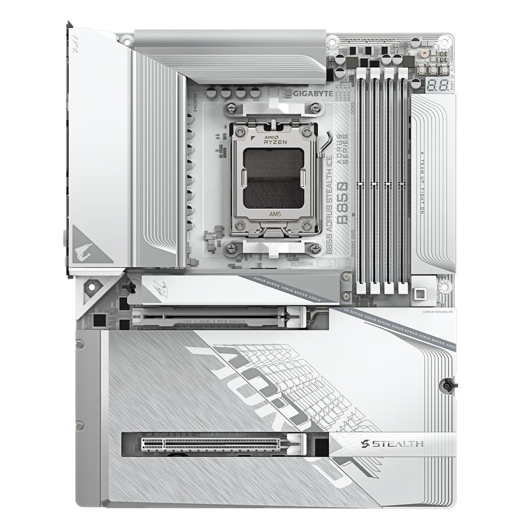 GIGABYTE B850 AORUS STEALTH ICE AMD B850 ATX Socket AM5 DDR5 Wi-Fi 7 Back-Connect Motherboard - White - Image 2