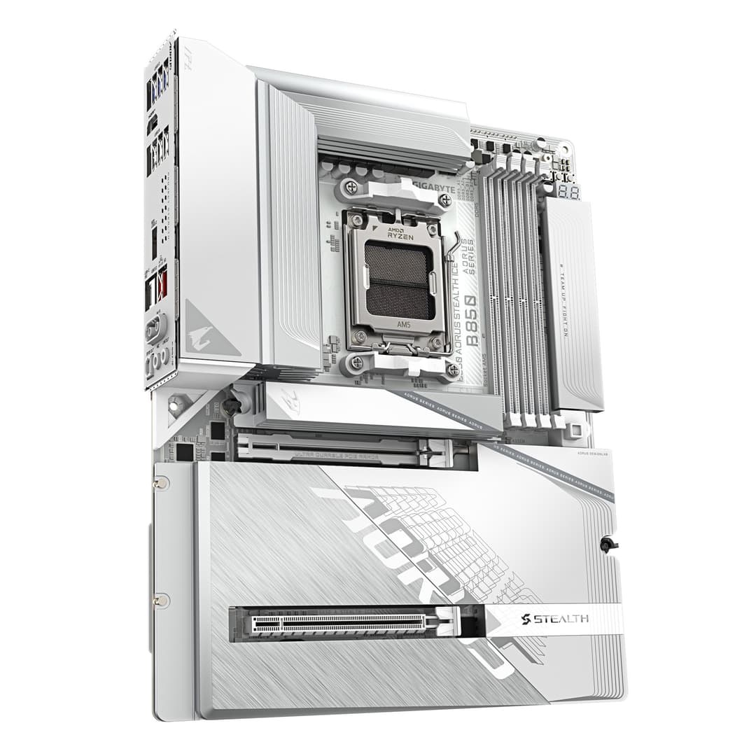 GIGABYTE B850 AORUS STEALTH ICE AMD B850 ATX Socket AM5 DDR5 Wi-Fi 7 Back-Connect Motherboard - White - Image 3