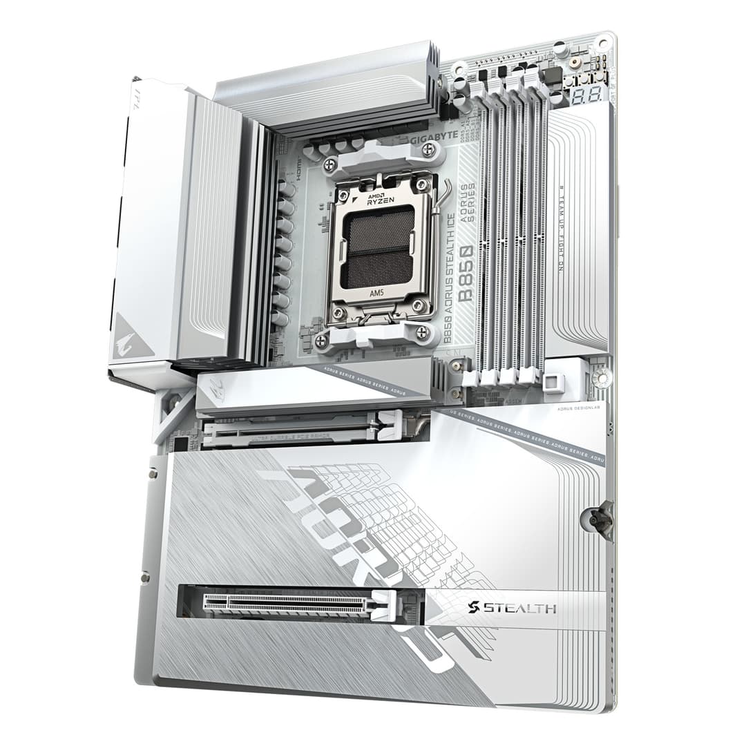 GIGABYTE B850 AORUS STEALTH ICE AMD B850 ATX Socket AM5 DDR5 Wi-Fi 7 Back-Connect Motherboard - White - Image 4