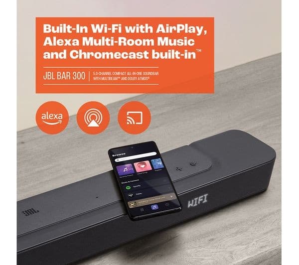 JBL BAR 300 5.0 Channel Compact All-in-One Sound Bar with MultiBeam and Dolby Atmos, 260W - Image 5