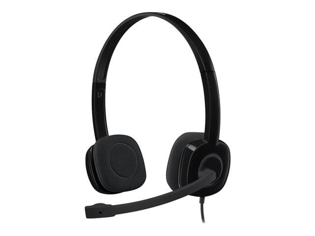 Logitech H151 Stereo Headset - Wired 3.5mm, Rotating Noise-Cancelling Boom Mic, Black