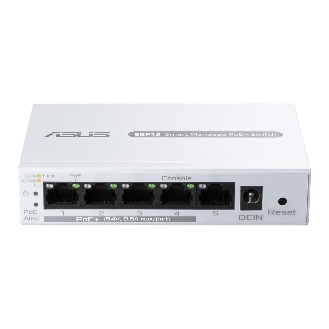 ASUS ExpertWiFi EBP15 5-Port Gigabit Smart Managed PoE+ Switch - 4 PoE+ Ports, 60W Budget, White - Image 5