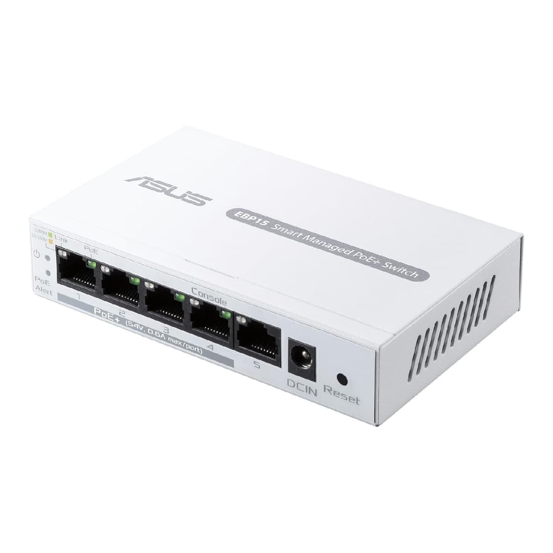ASUS ExpertWiFi EBP15 5-Port Gigabit Smart Managed PoE+ Switch - 4 PoE+ Ports, 60W Budget, White - Image 6