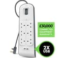 Belkin BSV604 Surge Protected 6-Way Extension Lead with 2 USB Ports - 2 m thumbnail 2