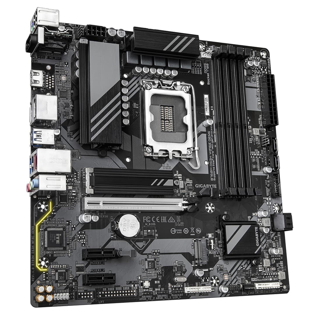 Gigabyte B760M DS3H WIFI6E GEN5 DDR5 micro ATX Intel 1700 Motherboard - Image 2