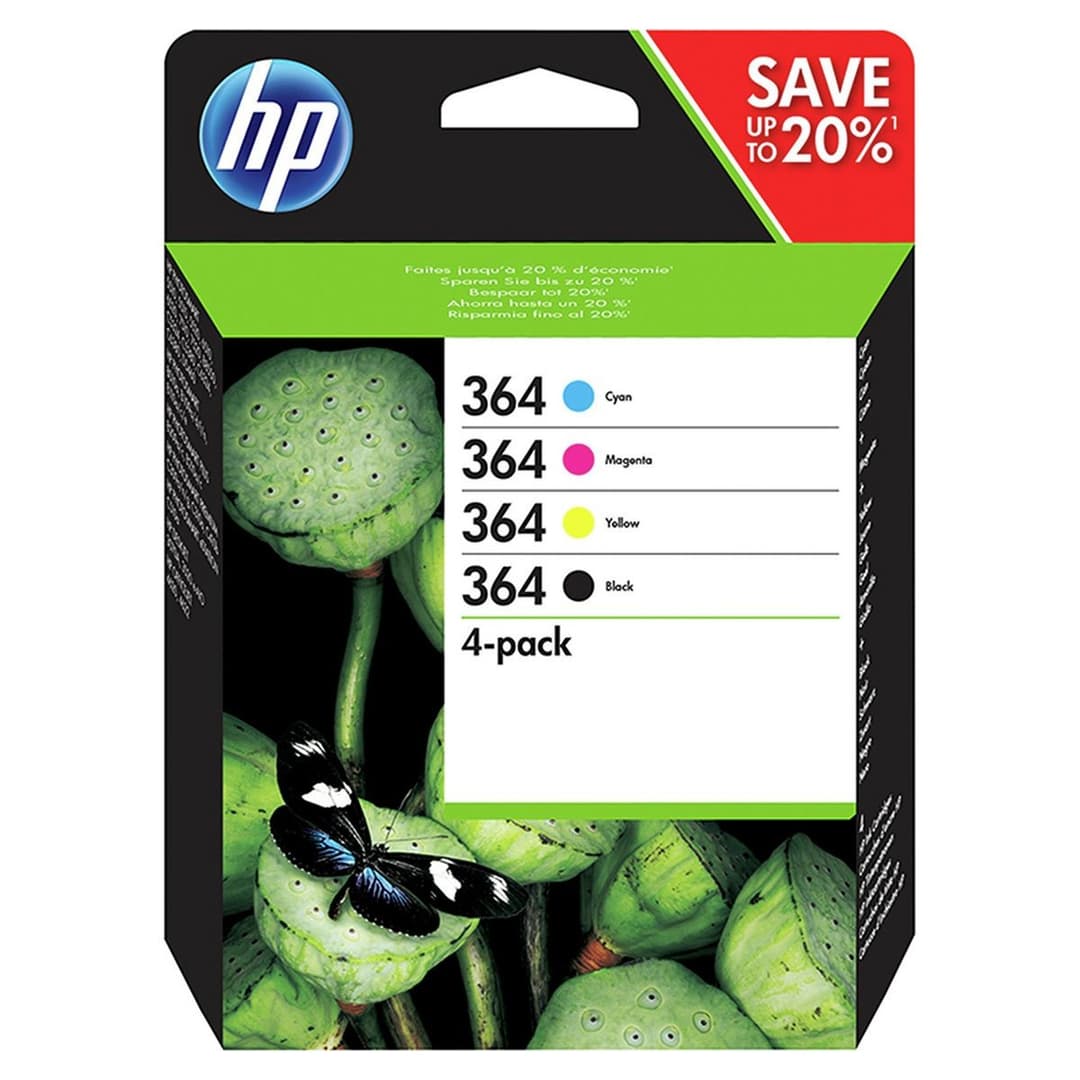 HP 364 Original Ink Cartridges 4-Pack - Black & Colour - Image 1