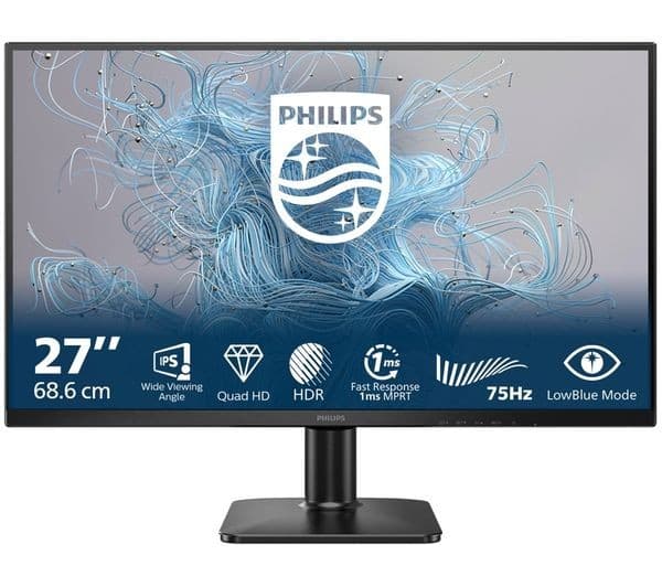 PHILIPS 27E2N1500L Quad HD 27" IPS LCD 75Hz Monitor - Black - Image 1