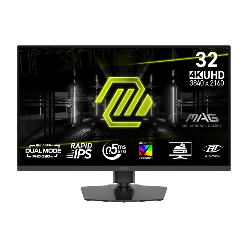 MSI MAG 322URDF E16 32" 160Hz 4K UHD / 320Hz FHD 0.5ms IPS Height Adjustable Gaming Monitor - Image 1