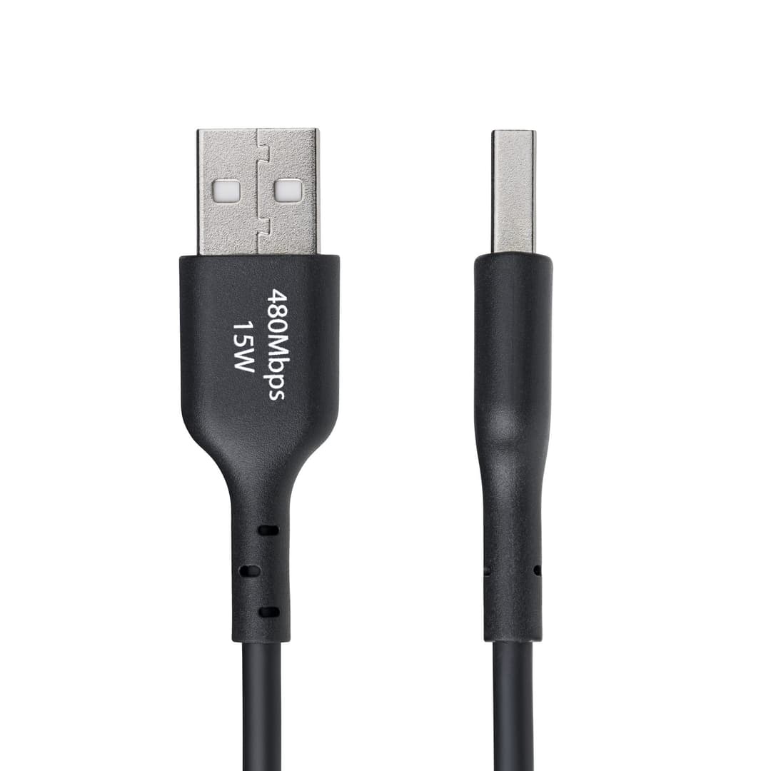 StarTech.com 1ft (30cm) USB-A to USB-C Charging Cable, Charge & Sync, 3A, USB 2.0, TPE Jacket - Black USB Charging Cord - Image 2