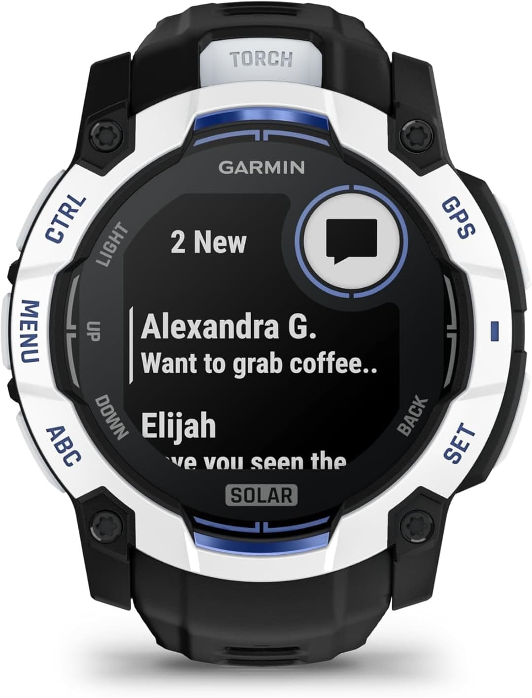 Garmin Instinct 3 Solar 50mm Smartwatch Whitestone with Black/Bolt Blue Band - Image 4