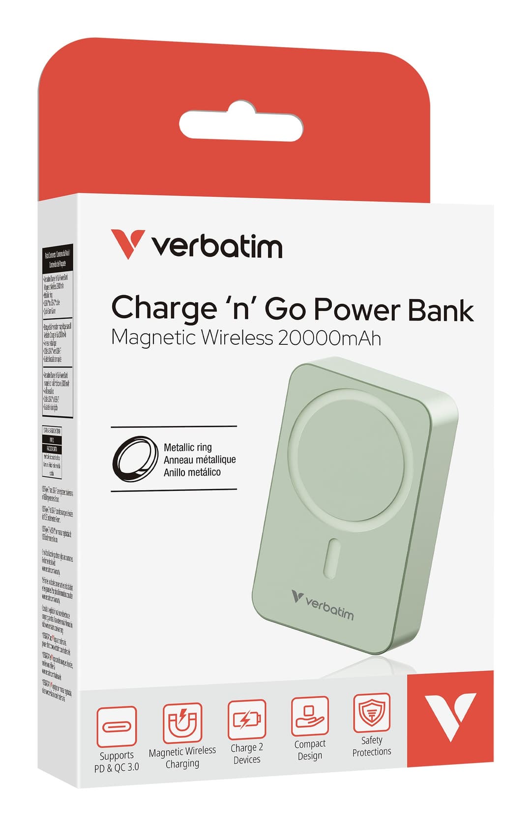 Verbatim Charge 'n' Go Essentials Magnetic Wireless Power Bank 20000 mAh Green - Image 4