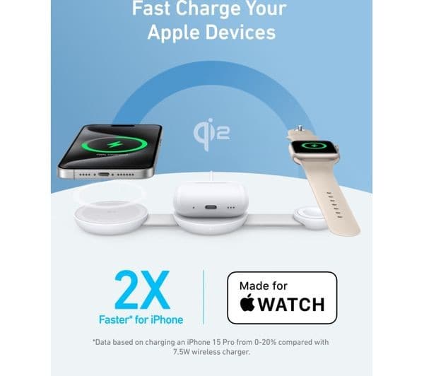 Anker MagGo 3-in-1 Qi2 15W Wireless Charging Pad White - Image 9