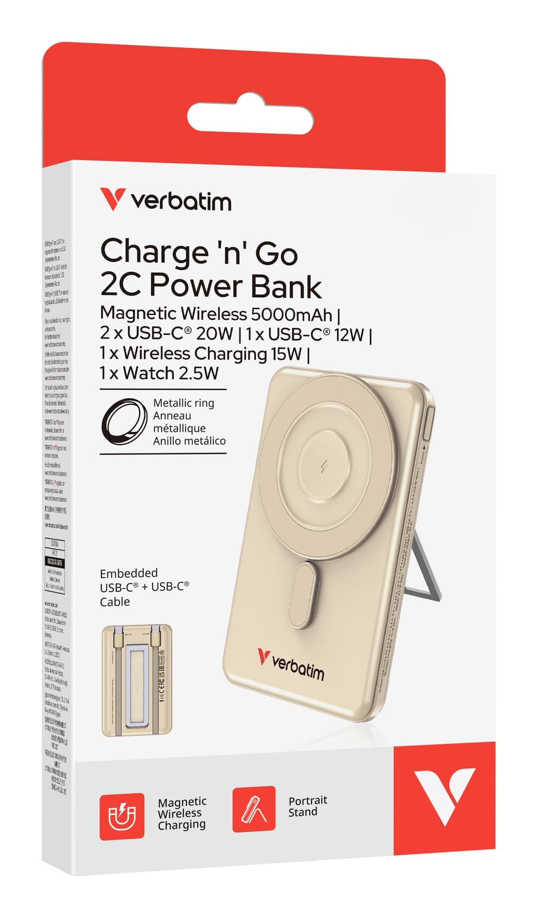 Verbatim Charge'n'G0 2C power Bank 5000 rnAh Gold - Image 4