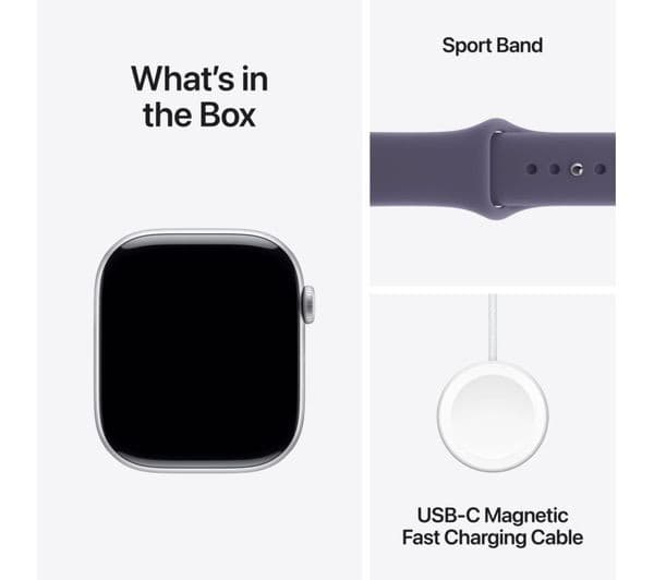 Apple Watch Series 11 Smartwatch 46mm Silver Aluminium Purple Fog Sport Band M/L - Image 9