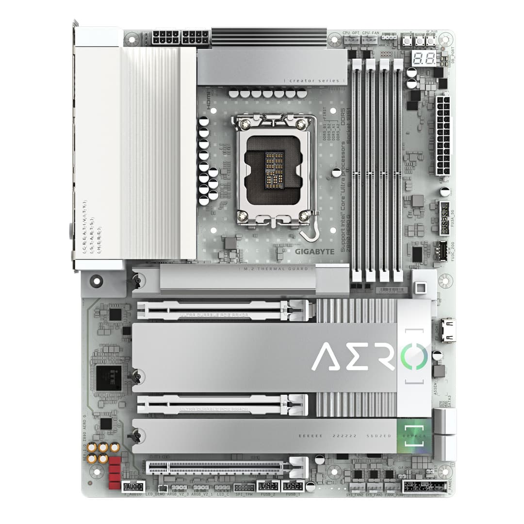 GIGABYTE Z890 AERO G Motherboard - Supports Intel Core Ultra (Series 2) CPUs, LGA 1851, ATX, 16+1+2 phases VRM, up to 8800MHz DDR5 (OC), 1xPCIe 5.0 M.2 + 4xPCIe 4.0 M.2, Wi-Fi 7, Dual 2.5GbE LAN, Thunderbolt 4 - Image 2