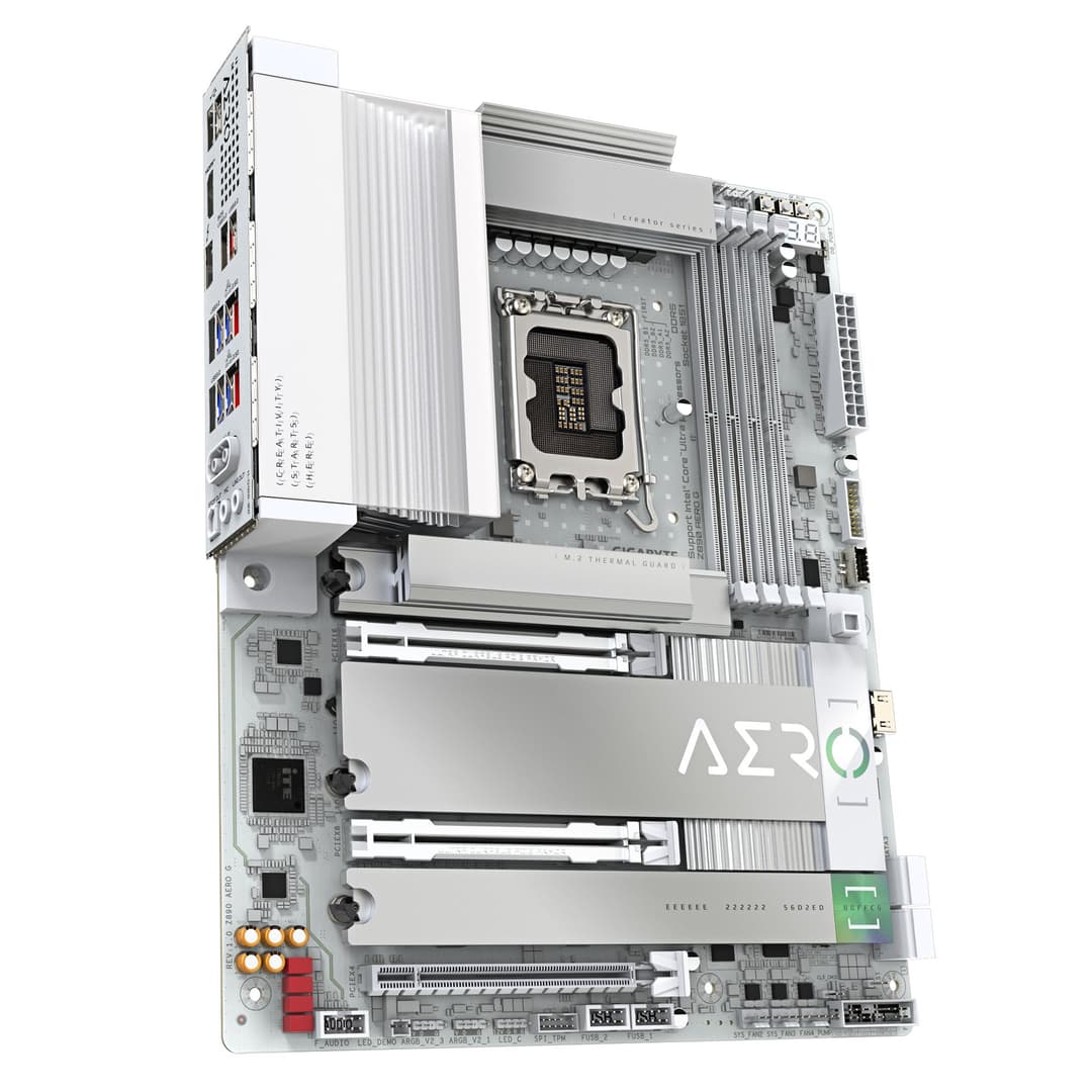 GIGABYTE Z890 AERO G Motherboard - Supports Intel Core Ultra (Series 2) CPUs, LGA 1851, ATX, 16+1+2 phases VRM, up to 8800MHz DDR5 (OC), 1xPCIe 5.0 M.2 + 4xPCIe 4.0 M.2, Wi-Fi 7, Dual 2.5GbE LAN, Thunderbolt 4 - Image 3