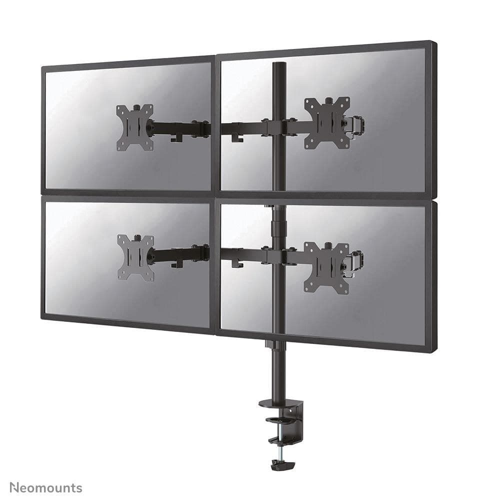 Neomounts FPMA-D550D4BLACK Full Motion Desk Mount, 4 Screens 13-32", VESA 75x75-100x100mm, Max 6 kg/Screen, Clamp/Grommet, Black - Image 1