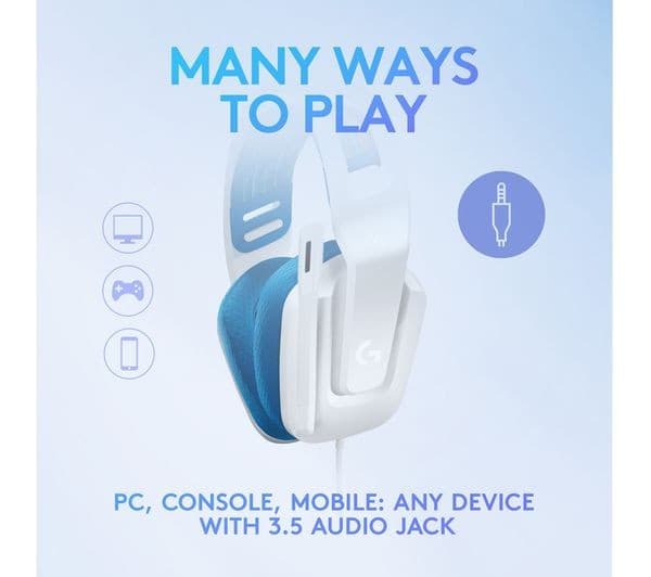 Logitech G335 Wired Gaming Headset 3.5mm - White & Blue - Image 7