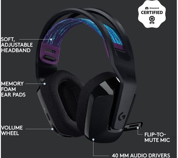 Logitech G535 LIGHTSPEED Wireless Gaming Headset Black - Image 6