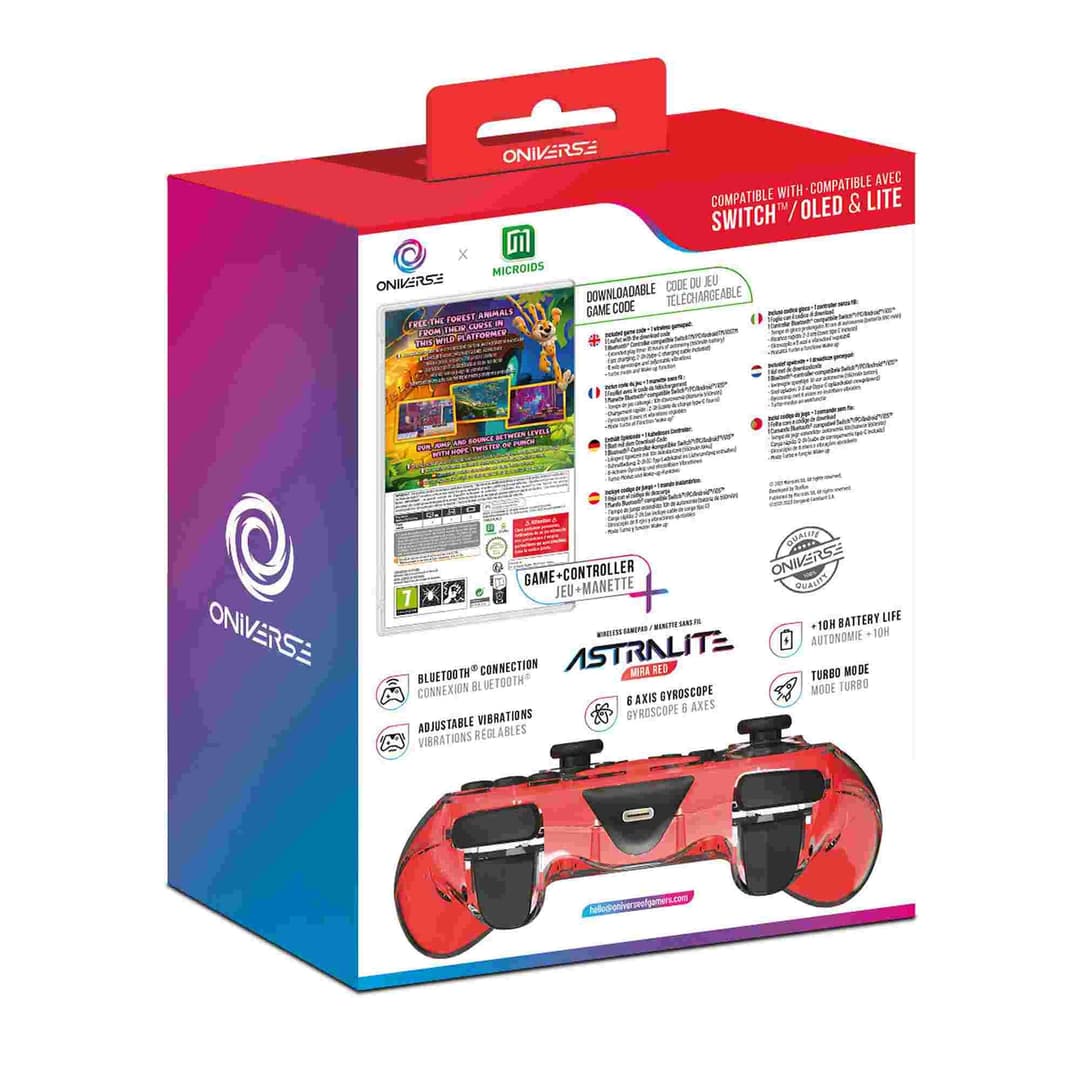 Oniverse Astralite Mira Red Wireless Bluetooth Controller with Marsupilami: Hoobadventure Download Code for Nintendo Switch, OLED & Lite, PC, Mobile - Image 7