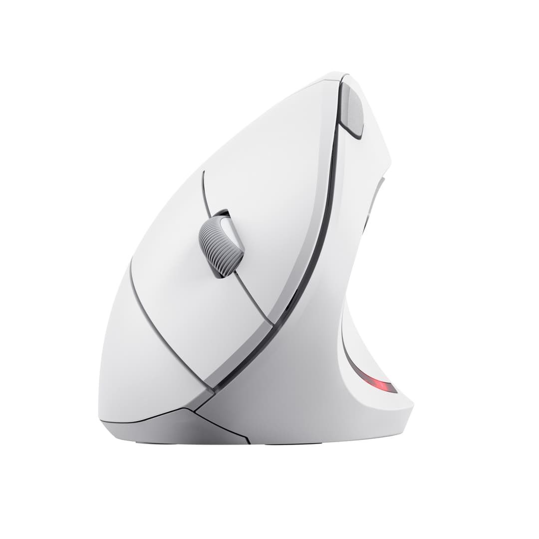 Trust Verto Vertical Ergonomic Wireless Mouse, White - Office, Right-Handed, RF 2.4GHz, Optical, 1600 DPI - Image 4