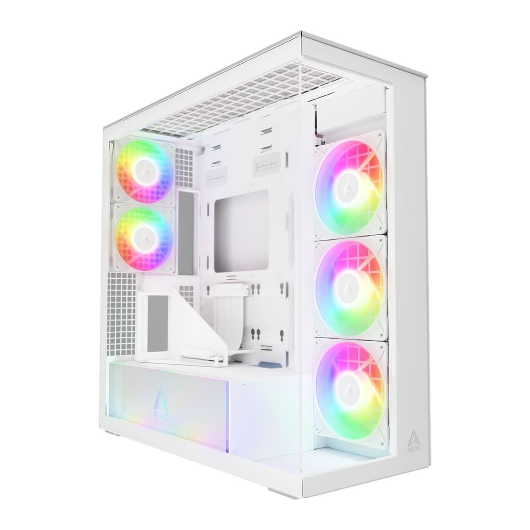 Arctic Xtender ARGB Tempered Glass w/ Vertical GPU Mount Mid Tower PC Case - White - Image 1