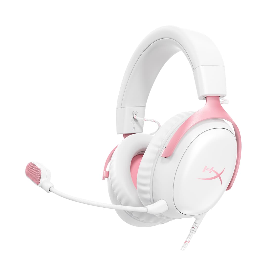 HyperX Cloud III Wired Gaming Headset, 3.5mm / USB-C / USB-A - White/Pink - Image 1