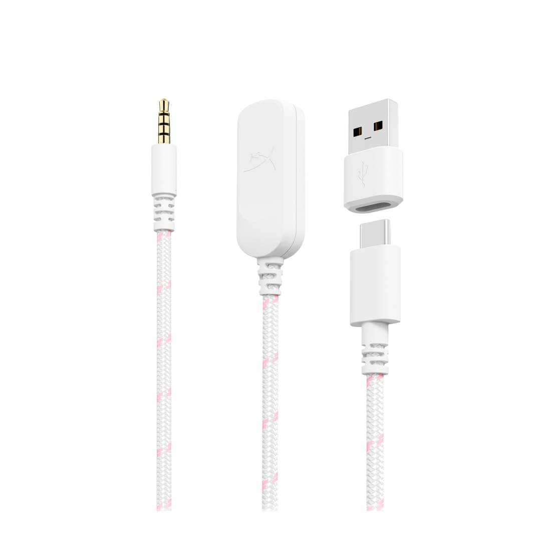 HyperX Cloud III Wired Gaming Headset, 3.5mm / USB-C / USB-A - White/Pink - Image 3