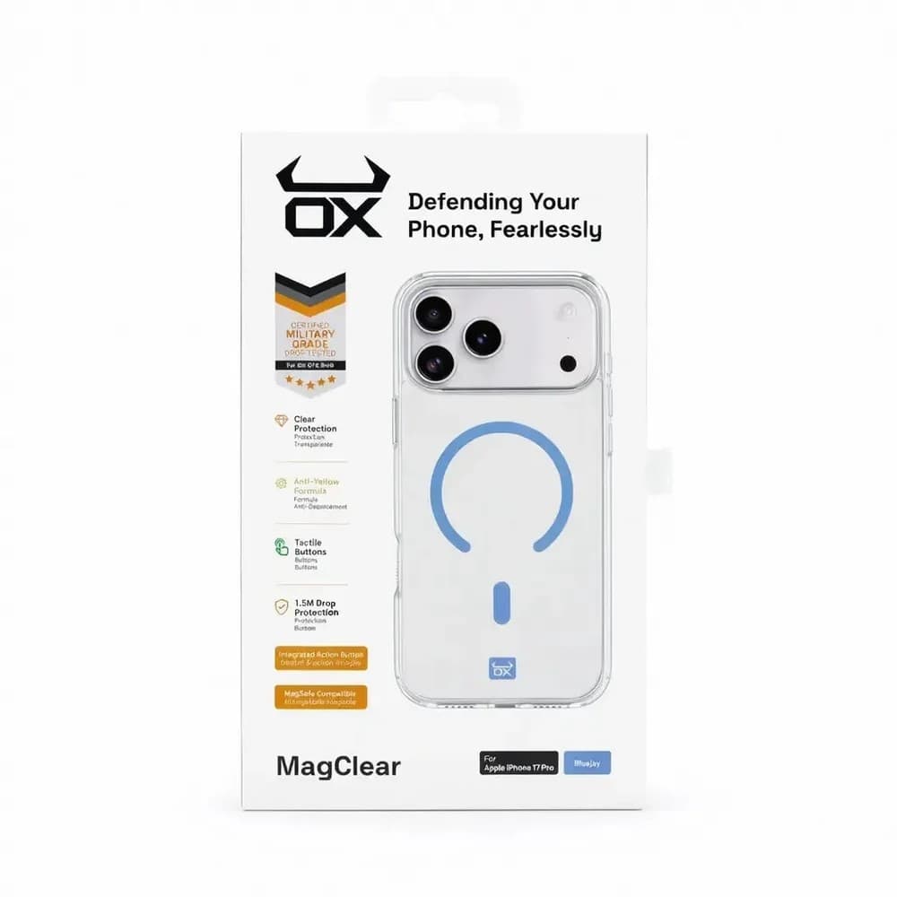 OX MagClear MagSafe Case for Apple iPhone 17 Pro Max – Blue